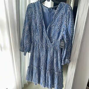 Boston Proper Blue Embroidered Dress Size 10